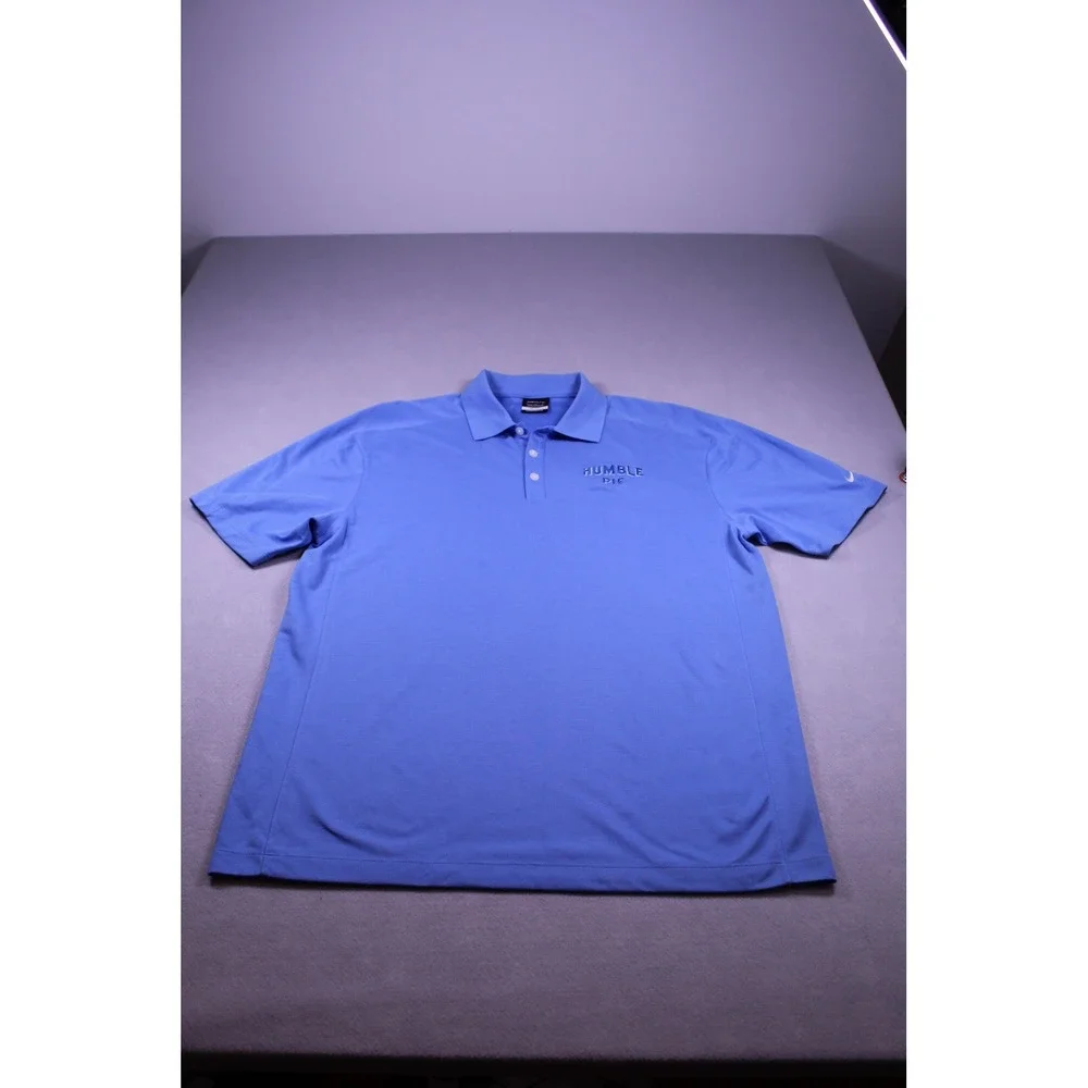 Nike Golf Mens XL Dri-FIT Polo Shirt Blue Humble Pie Short Sleeve Sportswear